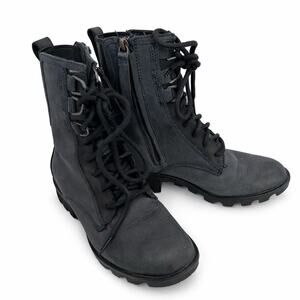 Sorel Women's Blue Phoenix Lace, Waterproof Leather Combat Boots, Size 6 Lug